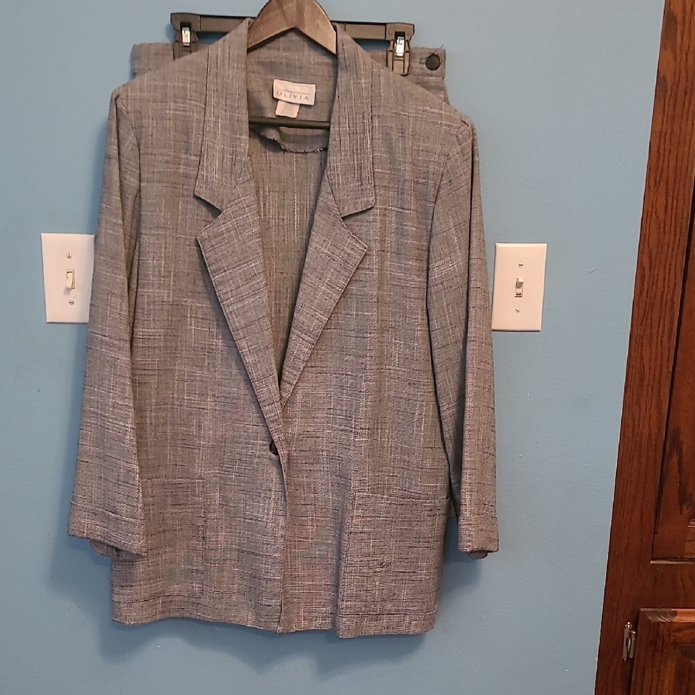 Two Piece Gray Skirt Suit